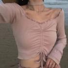 Drawstring Long-sleeve T-shirt Nude Almond - One Size