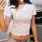 Side Zip Cropped Short Sleeve T-shirt