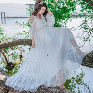 Cutout Chiffon Maxi Sundress