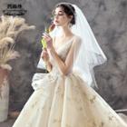 Sleeveless Embroidered Wedding Ball Gown