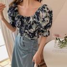 Short-sleeve Ink Painting Cropped Top