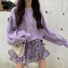 Cropped Sweatshirt / Floral Mini Skirt