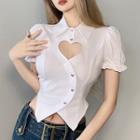 Puff Sleeve Cut Out Shirt