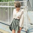Drop-shoulder Lace-trim Top