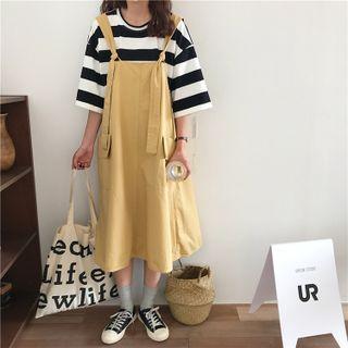 Lace-up Pocket-detail Suspender Skirt