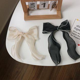 Beaded Ribbon Bow Hair Clip