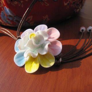 Ceramic Flower Pendant Necklace As Shown In Figure - One Size