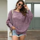 Bat Sleeve Perforated Sweater