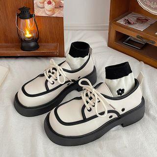 Contrast Trim Platform Lace-up Shoes