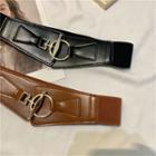 Faux Leather Panel Grosgrain Belt