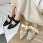 Pointed Dotted Bow Slingback Mules