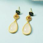 Retro Alloy Gemstone Drop Earring 1 Pair - Gold - One Size