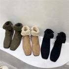 Block Heel Fleece Lined Ankle Boots