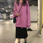 Long Sweatshirt / Straight Fit Midi Skirt