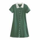 Short-sleeve Striped A-line Polo Dress