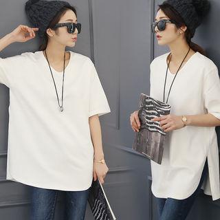 Scoop-neck Boxy-fit Napped T-shirt