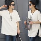 Scoop-neck Boxy-fit Napped T-shirt