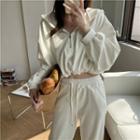 Set: Half-zip Cropped Sweatshirt + Harem Sweatpants
