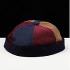 Color Block Corduroy Brimless Hat Blue & Red & Yellow - One Size