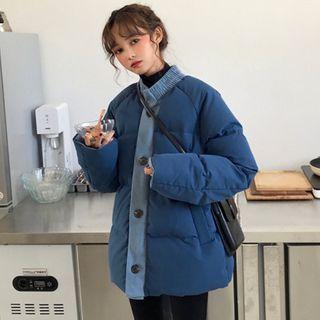 Tow-tone Padded Jacket Blue - One Size