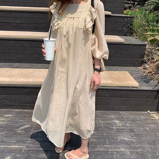 Frilled Midi Peasant Dress