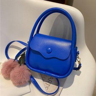 Faux Leather Mini Crossbody Bag / Bag Charm / Set