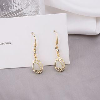 Sterling Silver Cat Eye Stone Drop Earring E3669 - 1 Pair - Gold - One Size