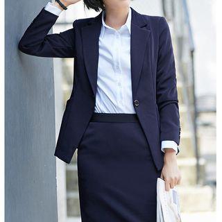 Set: Plain Blazer + Dress Pants + Pencil Skirt + Shirt + Vest