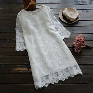 3/4-sleeve Embroidery Tunic