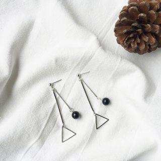 Triangle Alloy Bead Dangle Earring