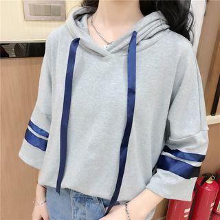 3/4-sleeve Color Block Hoodie