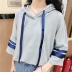 3/4-sleeve Color Block Hoodie