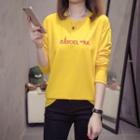 Letter Embroidered Long-sleeve Top