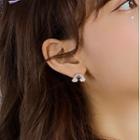 Rhinestone Rainbow Ear Stud 1 Pair - 925 Silver Needle - Gold - One Size