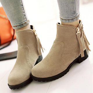 Fringed Zip Ankle Boots