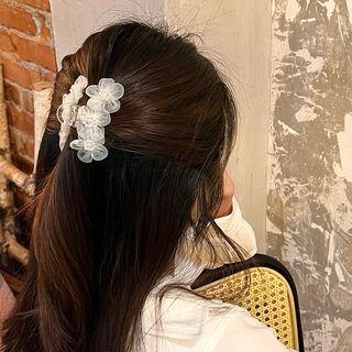Mesh Floral Hair Claw White - One Size