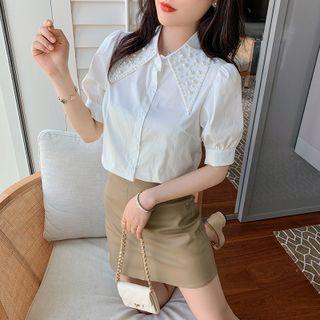 Short-sleeve Embellished Shirt