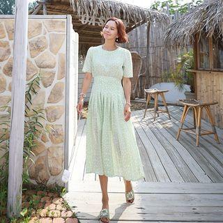 Floral Long Pleat Dress