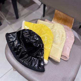 Reversible Faux Leather Fleece Bucket Hat