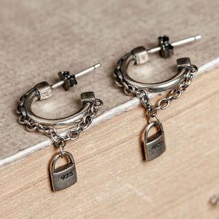 Lock Drop 925 Sterling Silver Earring