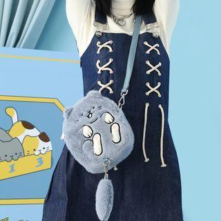 Cat Furry Crossbody Bag Gray - One Size