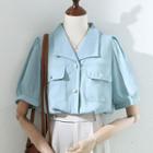 Short-sleeve Front Pocket Blouse