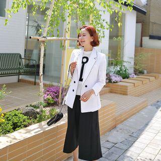 Double-breasted Stitched Linen Jacket