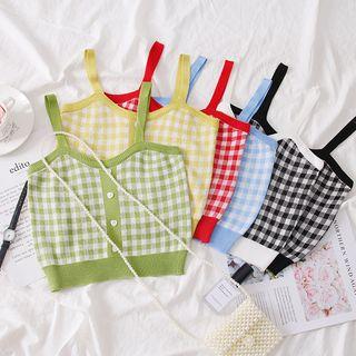 Heart-button Summer-knit Crop Top