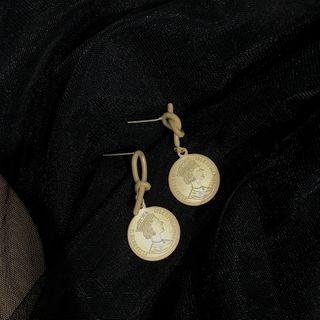Embossed Disc Dangle Earring / Clip-on Earring