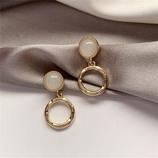 Resin Bead Alloy Hoop Dangle Earring 1 Pair - Ear Studs - One Size