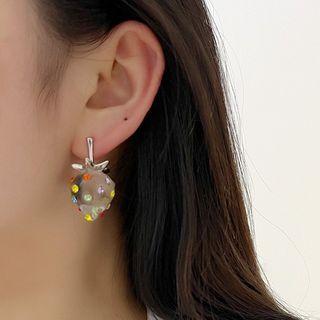 Strawberry Acrylic Dangle Earring 1 Pair - Silver & Transparent - One Size