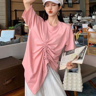 Asymmetric Short-sleeve T-shirt / Wide-leg Pants