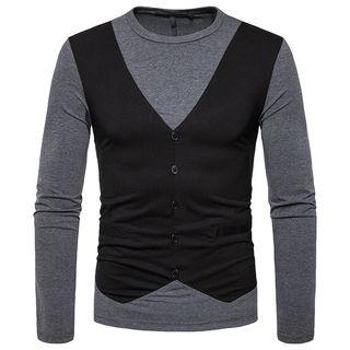 Mock-two-piece Long-sleeve Top