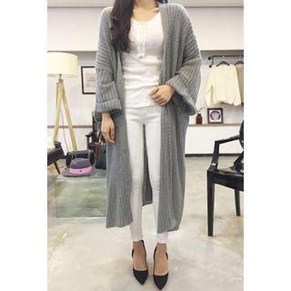 V-neck Drop-shoulder Long Cardigan